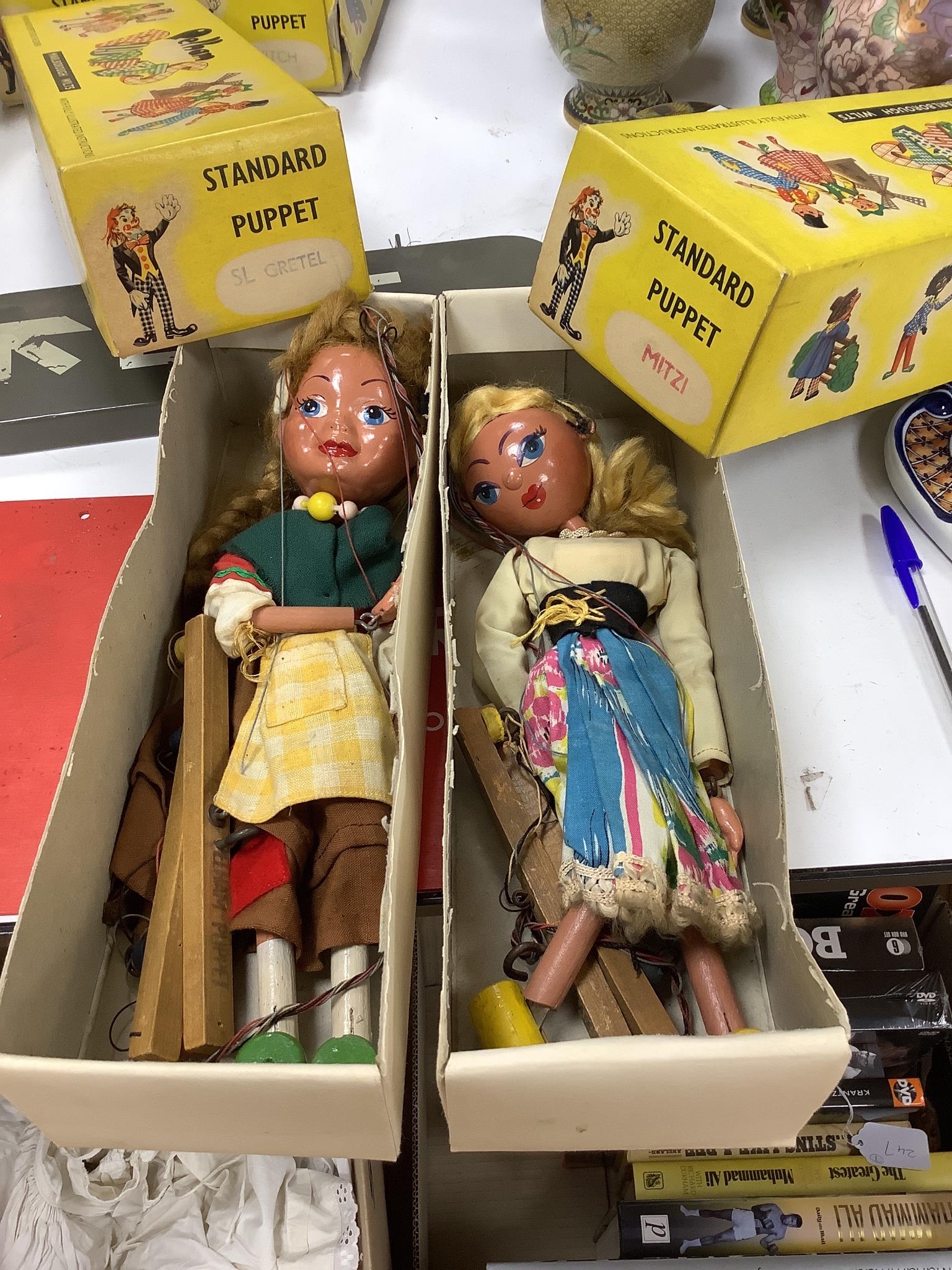 Five Pelham puppets and ephemera
